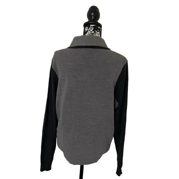 Thomas Dean 100% Extra Fine Merino Wool Shawl Collar Sweater Gray Black Small - Picture 8 of 10